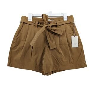 A New Day Shorts 16 Brown Pleat Front High Rise Casual Fit Staple Tie Belt Women